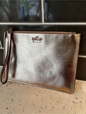 Kate Spade New York Metallic Rose Gold Leather Wristlet Clutch